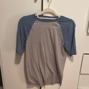 Blue and Gray Men's Raglan Shirt